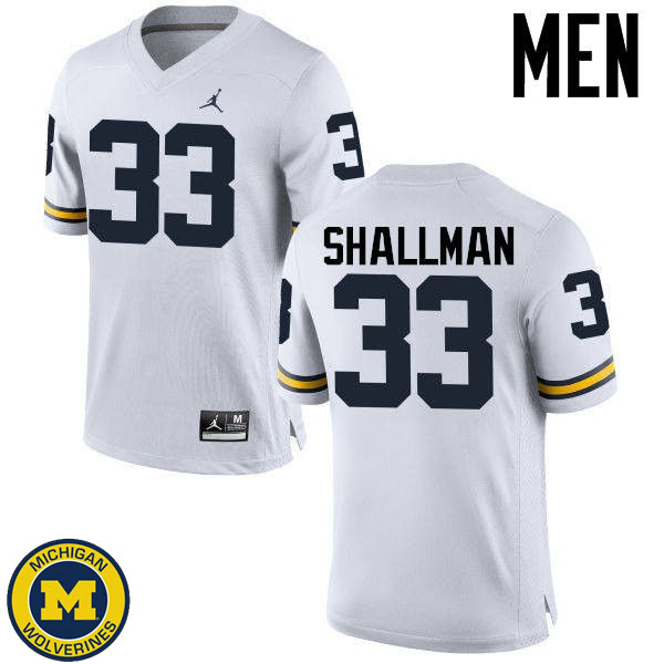 Men Michigan Wolverines #33 Wyatt Shallman White Embroidery Jersey